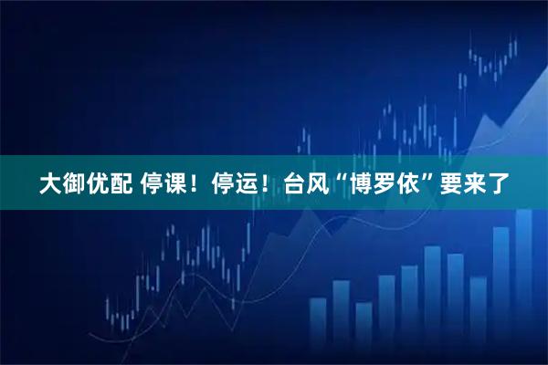 大御优配 停课！停运！台风“博罗依”要来了