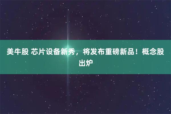 美牛股 芯片设备新秀，将发布重磅新品！概念股出炉