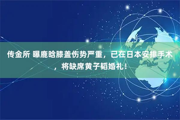 传金所 曝鹿晗膝盖伤势严重,已在日本安排手术,将缺席黄子韬婚礼!